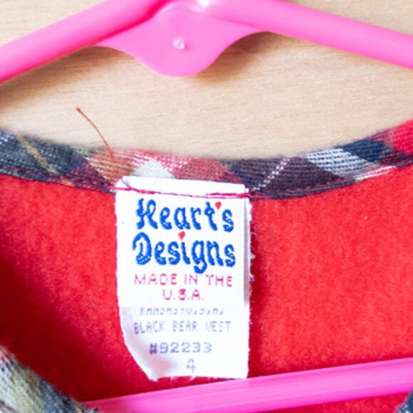 VTG Red Fleece Kids bear‎ Vest - Picture 2 of 3